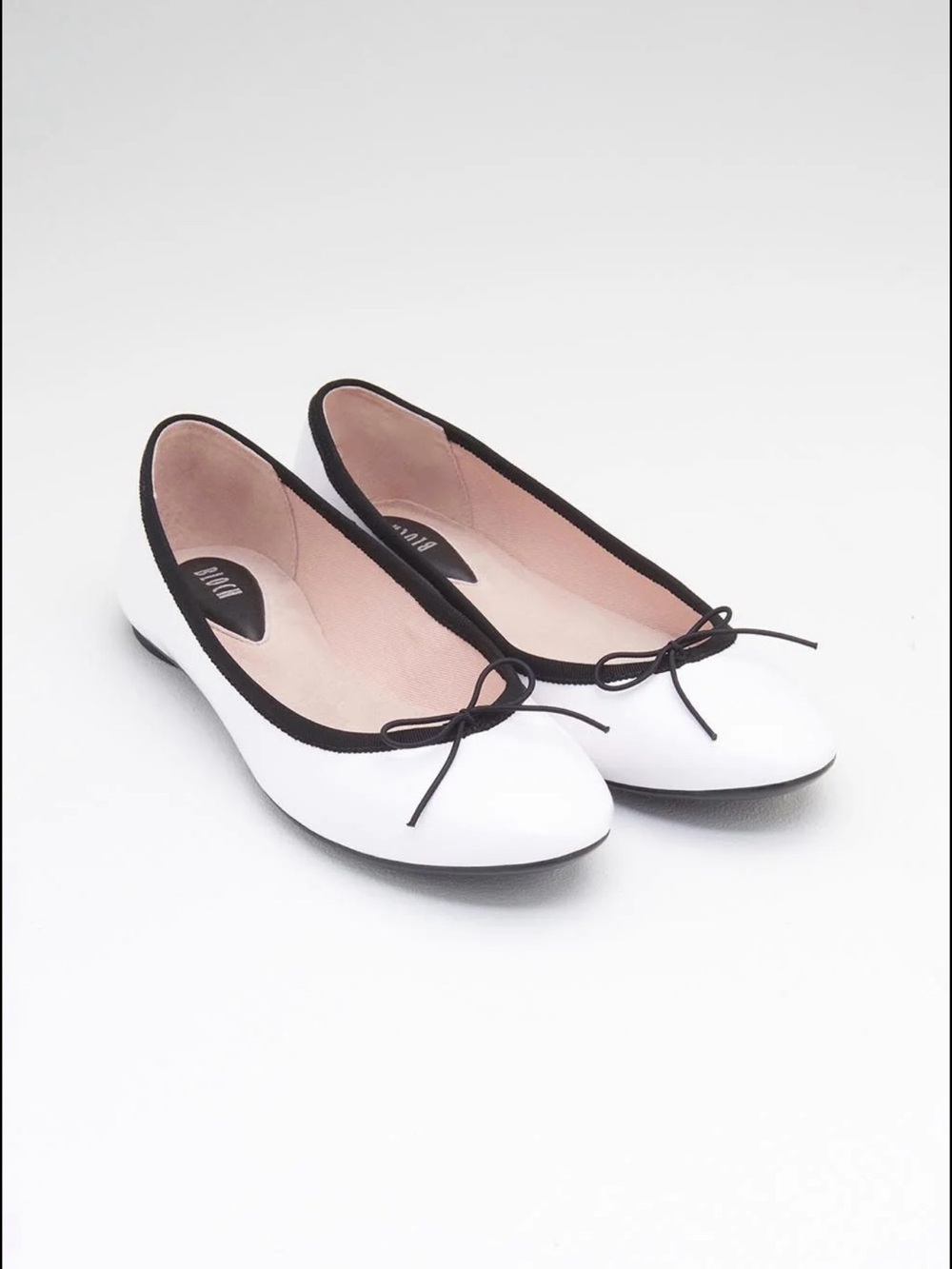 Bloch White Ballet Flats with Black Trim